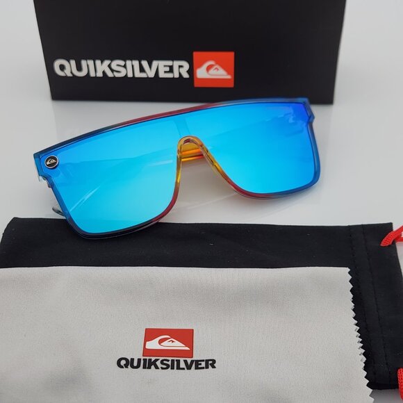 Quiksilver Shield Sunglasses Multicolor Candy Color Frame Flash Blue Mirror Lens - Picture 2 of 12